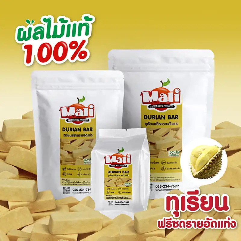 ทุเรียนหมอนทองฟรีซดราย อัดแท่ง